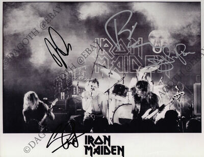 IRON MAIDEN 8x10 FULLY SIGNED Paul Di'Anno Steve Harris Dave Murray +1 AUTOGRAPH