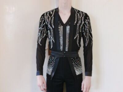 latin dance shirt (jacket & vest with stones on and strap round middle)