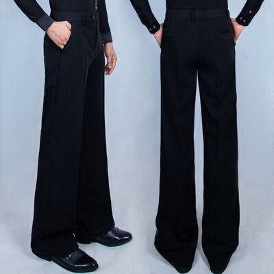 Men Black Ballroom Dance Pants Practice Trousers Latin Salsa Modern Stretch