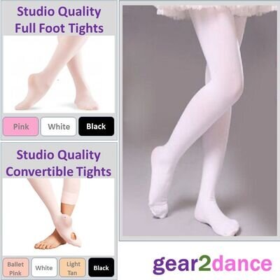 Studio Quality 60 Denier Girls Dance Tights Ballet Tap Modern Full & Convertible