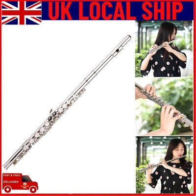 16 Holes C Key Western Concert Flute Cupronickel Woodwind Instrument W/Cleaning