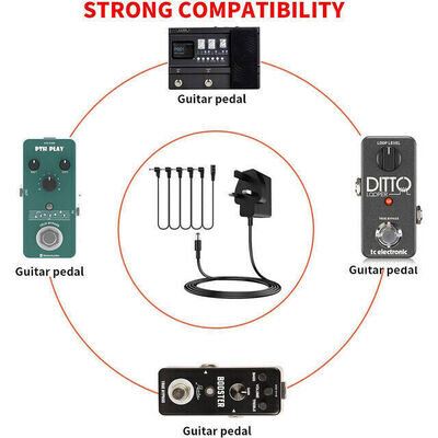 Guitar Effect Pedal Power Supply Adapter 5 Way Cable Daisy Chain Cord