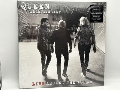 queen + adam lambert double black lp live around the world new sealed