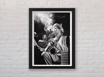 Framed Dexter Gordon 1948 Black and White Poster Print Jazz Wall Art