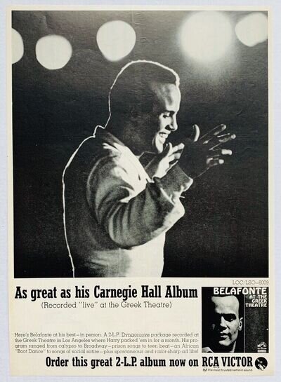 HARRY BELAFONTE 1963 original POSTER ADVERT AT THE GREEK THEATRE