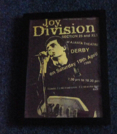 JOY DIVISION, IAN CURTIS. .REPRO GIG POSTER FRAMED 12 x 9 INS,