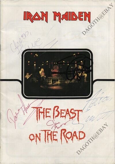 IRON MAIDEN Number of the Beast SIGNED BY 5 Bruce Dickinson Clive Burr AUTOGRAPH