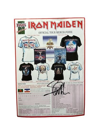 IRON MAIDEN Autographed Vintage Fanclub Flier Signed STEVE HARRIS NEW PROOF !