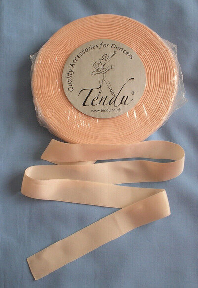 Tendu Pointe Shoe Ribbon Non Slip Matt Nylon 2.5 metres x 25mm Peachy Pink NEW