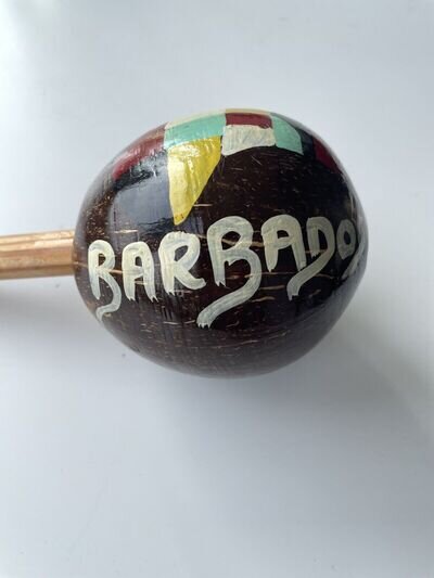 Vintage Barbadian Maraca - Made in Barbados - Hand Painted Folk Art