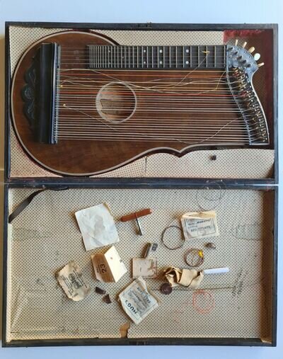 Old German Zither Schuster & Co late 19th + wooden box to restore