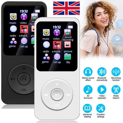 Support 128GB Bluetooth MP4/MP3 Lossless Music Player FM Radio Recorder Sport UK