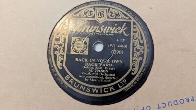 Rare 78rpm record, E-, AL JOLSON : Back in your own back Yard , Brunswick 03909