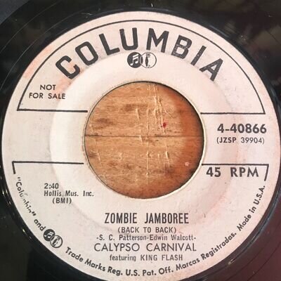 HEAR HALLOWEEN CALYPSO - CALYPSO CARNIVAL - ZOMBIE JAMBOREE -U.S. COLUMBIA PROMO