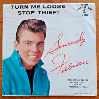 FABIAN - 'TURN ME LOOSE /STOP THIEF' 1959 US 45 PIC COVER 45 EX