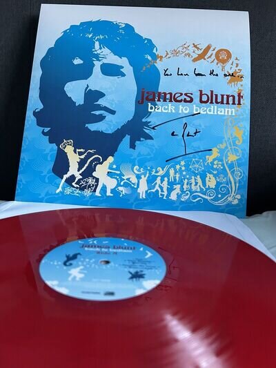 SIGNED!! James Blunt Back To Bedlam RED LP 20th Anniversary w/ lyrics