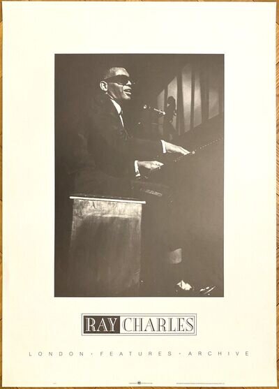 RAY CHARLES LONDON FEATURES ARCHIVE JAZZ MUSIC ORIGINAL ART POSTER 1988 VINTAGE