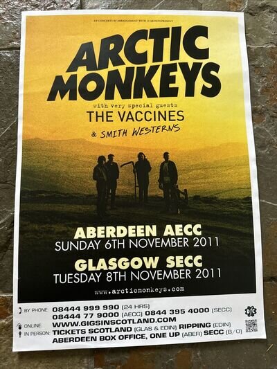 Arctic Monkeys - Concert Gig Poster - Aberdeen & Glasgow - November 2011