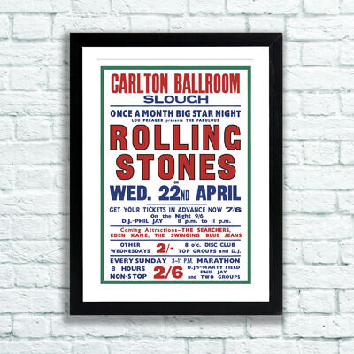 Rolling Stones Reproduction Concert Poster Slough UK 1964 UNFRAMED