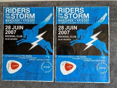 The Doors Manzarek & Krieger Signed Gig Posters Riders On The Storm 2007