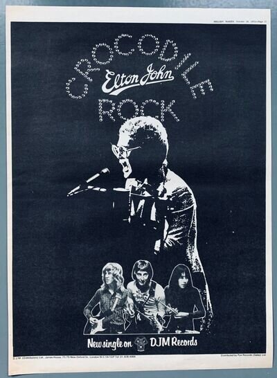 ELTON JOHN 1972 vintage POSTER ADVERT CROCODILE ROCK