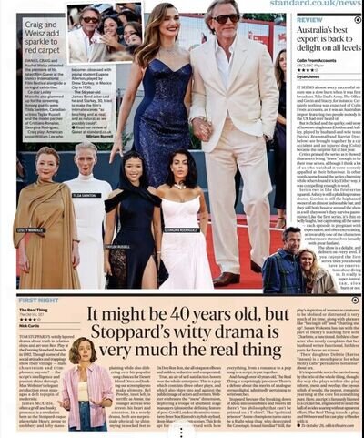 The Real Thing Tom Stoppard First Night Review Old Vic West End Newspap Clipping