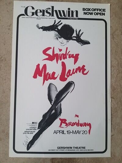 Vintage Shirley MacLaine on Broadway windowcard poster