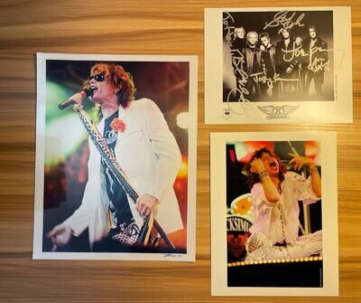 Aerosmith Full Band Autographs & Steven Tyler Promotional Photos