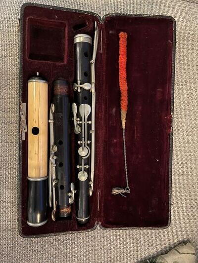 Antique Zimmerman Leipzig Vintage Ebony Grenadille Wooden flute Wood Recorder