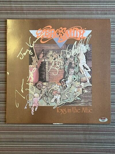 Signed Aerosmith Toys in the Attic Vinyl LP Record + COA Autographed by ALL AAA