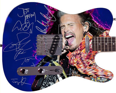 AEROSMITH Autographed Signed Photo Guitar Steven Tyler Screaming Live Concert