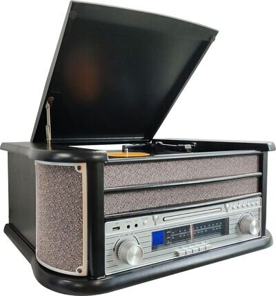 Vinyl Record Player with Speakers CD MP3 FM/AM Radio Cassette USB Denver MCR-50