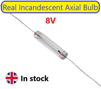 Axial Style Miniature Lamp Bulb 8V 100 mA With Leads Fit VU Meters Reel to Reel