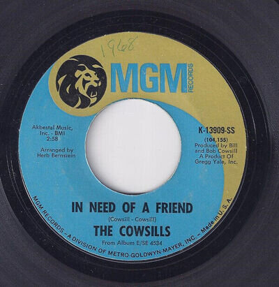 Cowsills - In Need Of A Friend - Used Vinyl Record 7 - 83 - T8100z