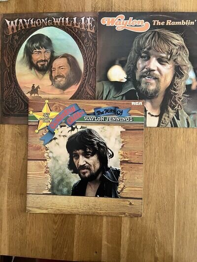 3 Great Waylon Jennings LPs, The Rambling Man, Country Club & Waylon & Willie