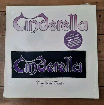 Long Cold Winter by Cinderella (LP Vinyl) WITH RARE band Patch! New, Never Used