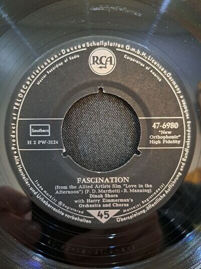 Dinah Shore - Fascination / Till , 1950s Country Folk , 7" Vinyl