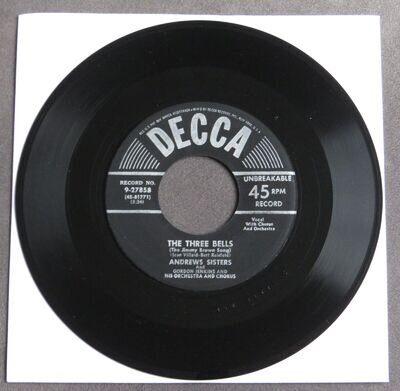 The Andrews Sisters – The Three Bells (The Jimmy Brown Song) 7" Decca – 9-27858