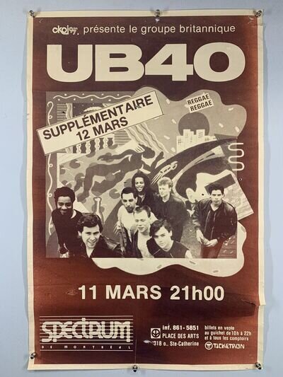 UB40 Poster Vintage Original Promo Labour of Love Tour Montreal Canada 1984