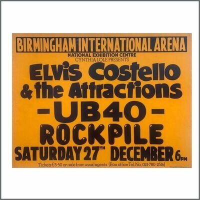 Elvis Costello And The Attractions UB40 1980 Concert Poster (UK)