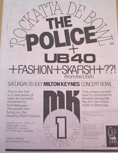 UB40 POLICE Milton Keynes 1980 UK Poster size Press ADVERT 16x12 inches