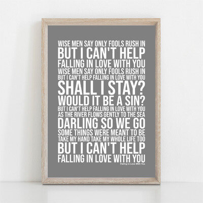 UB40 ( I Can't Help ) Falling in Love with You Song Lyrics Poster Print Wall Art