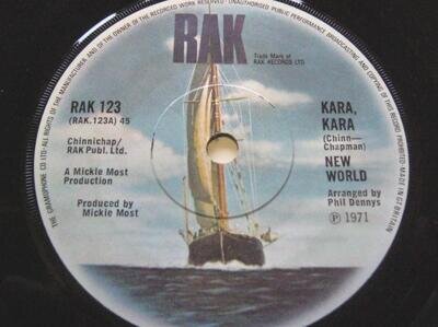 New World Kara Kara 7" Rak RAK123 EX 1971 Kara Kara/Lord Of The Dance