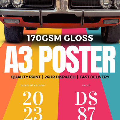 Personalized Poster Paper Print Glossy Photo Custom High Quality 170gsm Size A3