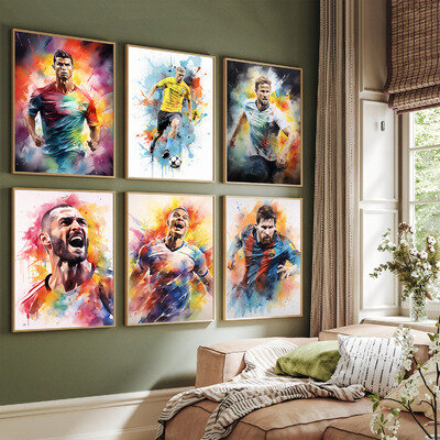 Set Of 6 Poster Print | Ronaldo Messi Haaland Kane Benzema Mbappe | Wall Art