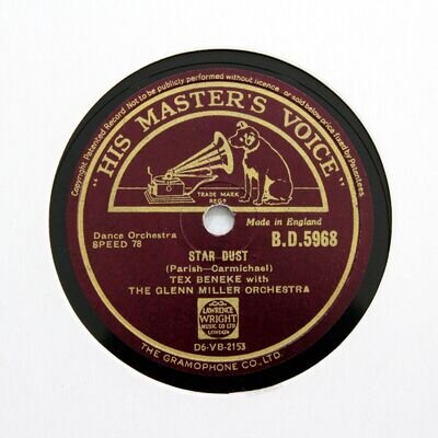 TEX BENEKE w THE GLENN MILLER ORCHESTRA "Star Dust" (N-) HMV BD-5968 [78 RPM]