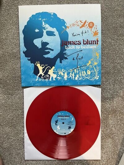 SIGNED!! James Blunt Back To Bedlam RED LP 20th Anniversary w/ lyrics Auto