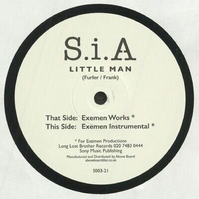 SIA " LITTLE MAN " NEW UK 12 DANCE WOOKIE HOUSE CLASSIC