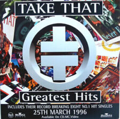 TAKE THAT POSTER Greatest Hits UK Promo Only DISPLAY Card 'In Store' Only MINT