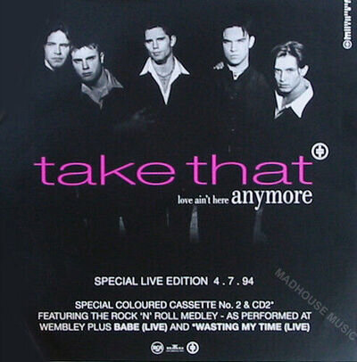 TAKE THAT POSTER Love Ain't Here Anymore UK Promo Only DISPLAY Card